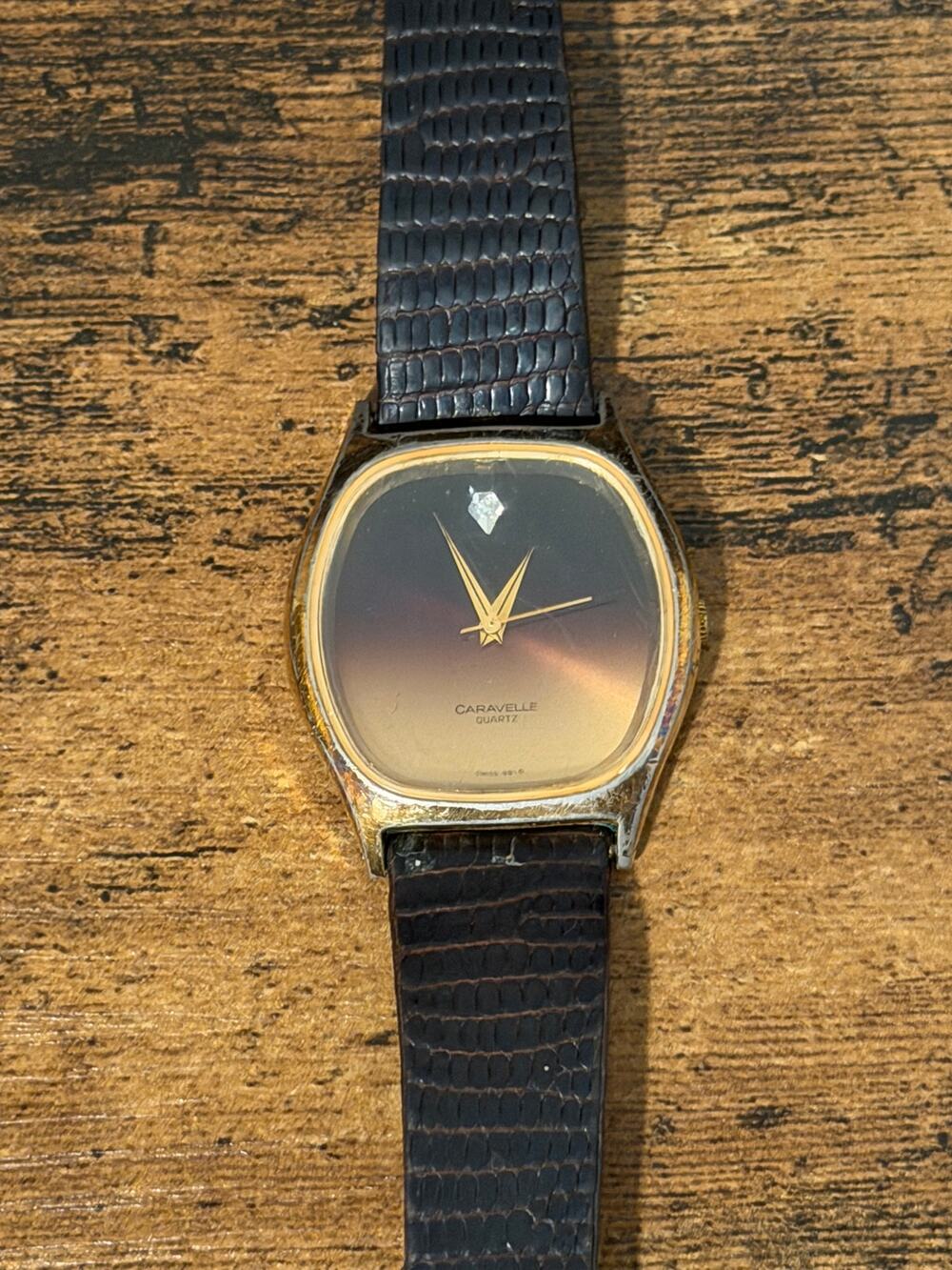 Caravelle Quartz Diamond Accent Gradient Dial Vintage Dress Watch
